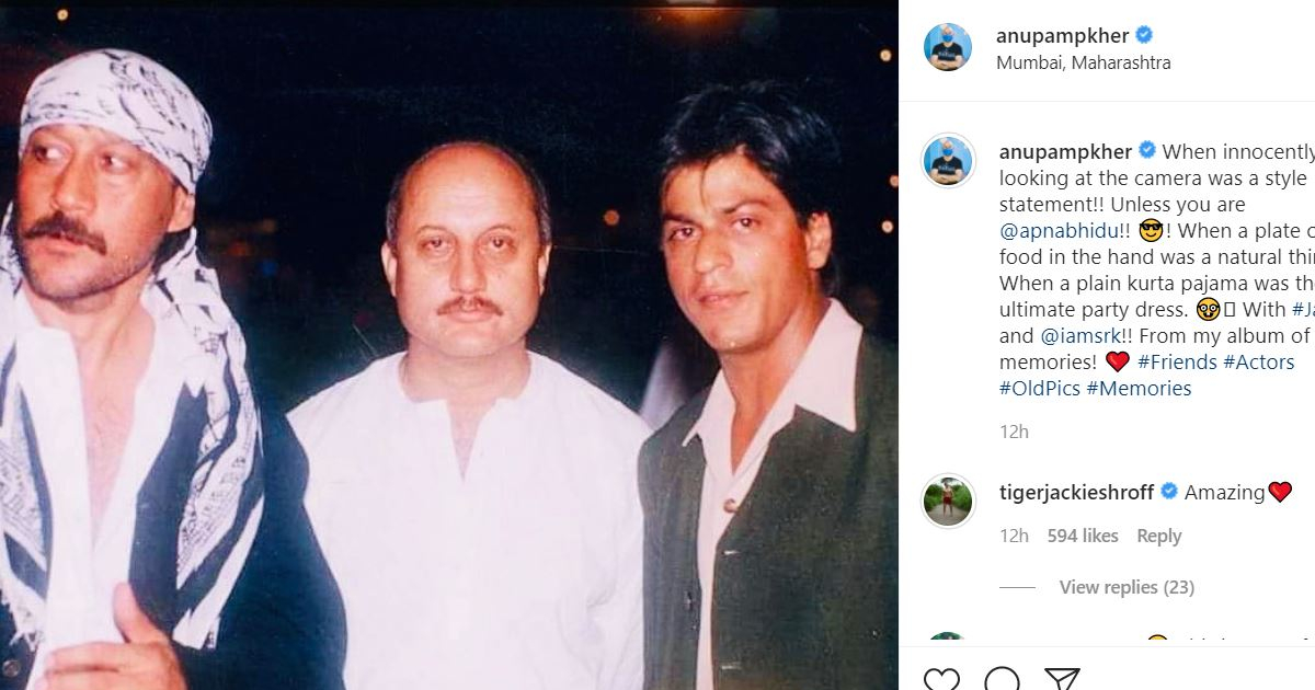 Anupam Kher shares throwback picture with Shah Rukh Khan, Jackie Shroff